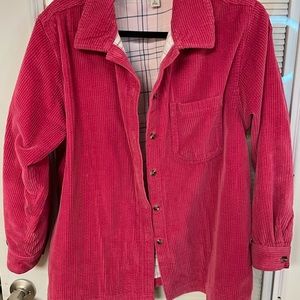 Vintage L.L. Bean Pink Corduroy Size L Large Button Down Shirt Lined 100% Cotton
